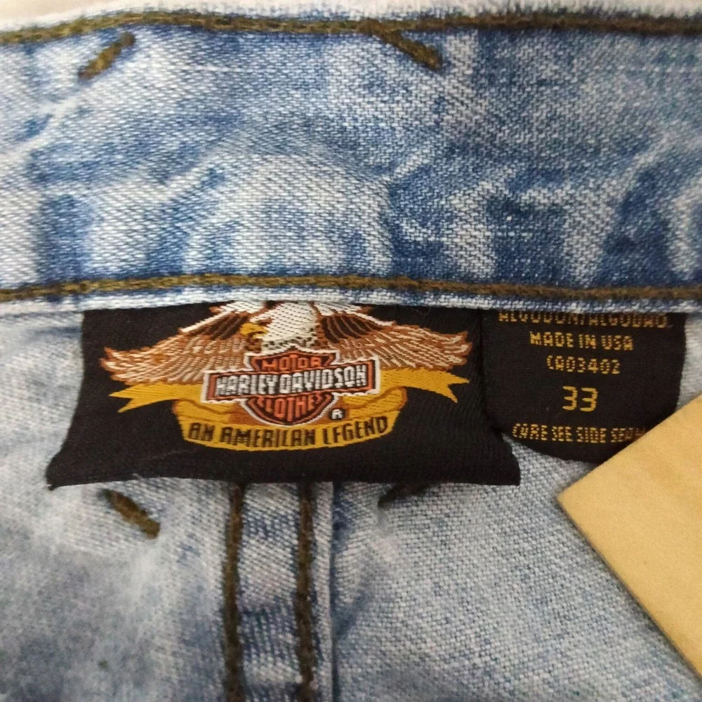 Harley Davidson Mens 33 Denim Carpenter Shorts Light Wash Blue Vintage USA Made